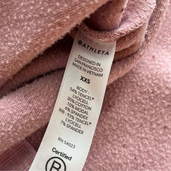 Athleta Pink Speckled Tencel Lyocell Blend Sweatshirt XXS Soft Relaxed Fit - Picture 5 of 9